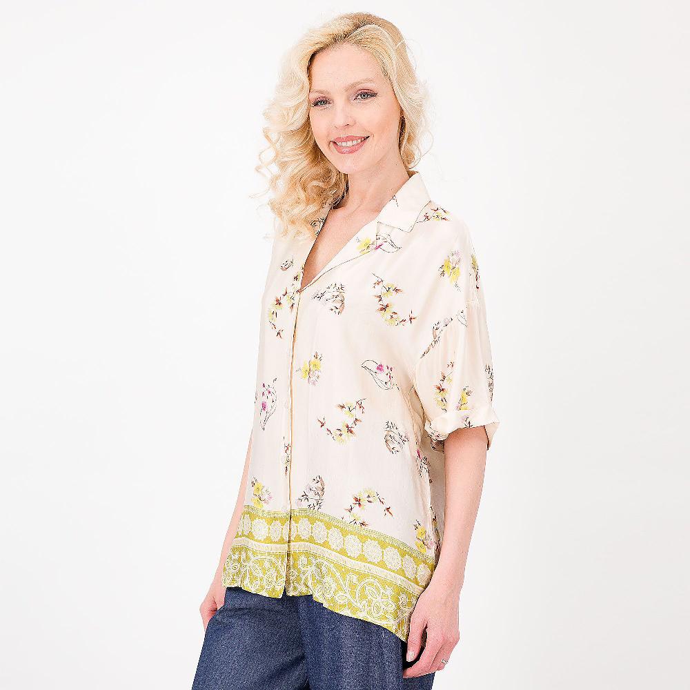 QVC EVA Franco Ciambella Camicia Fantsia In Raso 100% Viscosa Collo A Rever Made In Italy