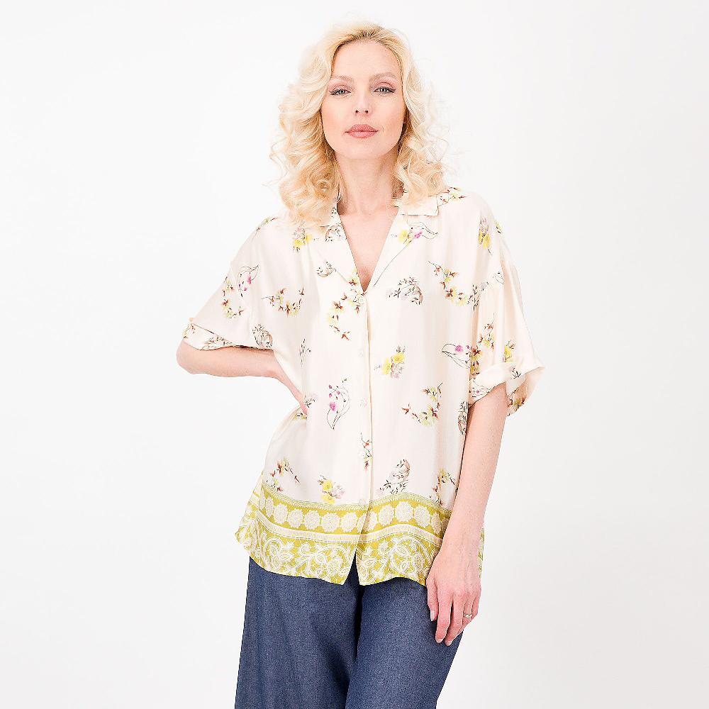 QVC EVA Franco Ciambella Camicia fantsia in raso 100% viscosa Collo a rever Made in Italy