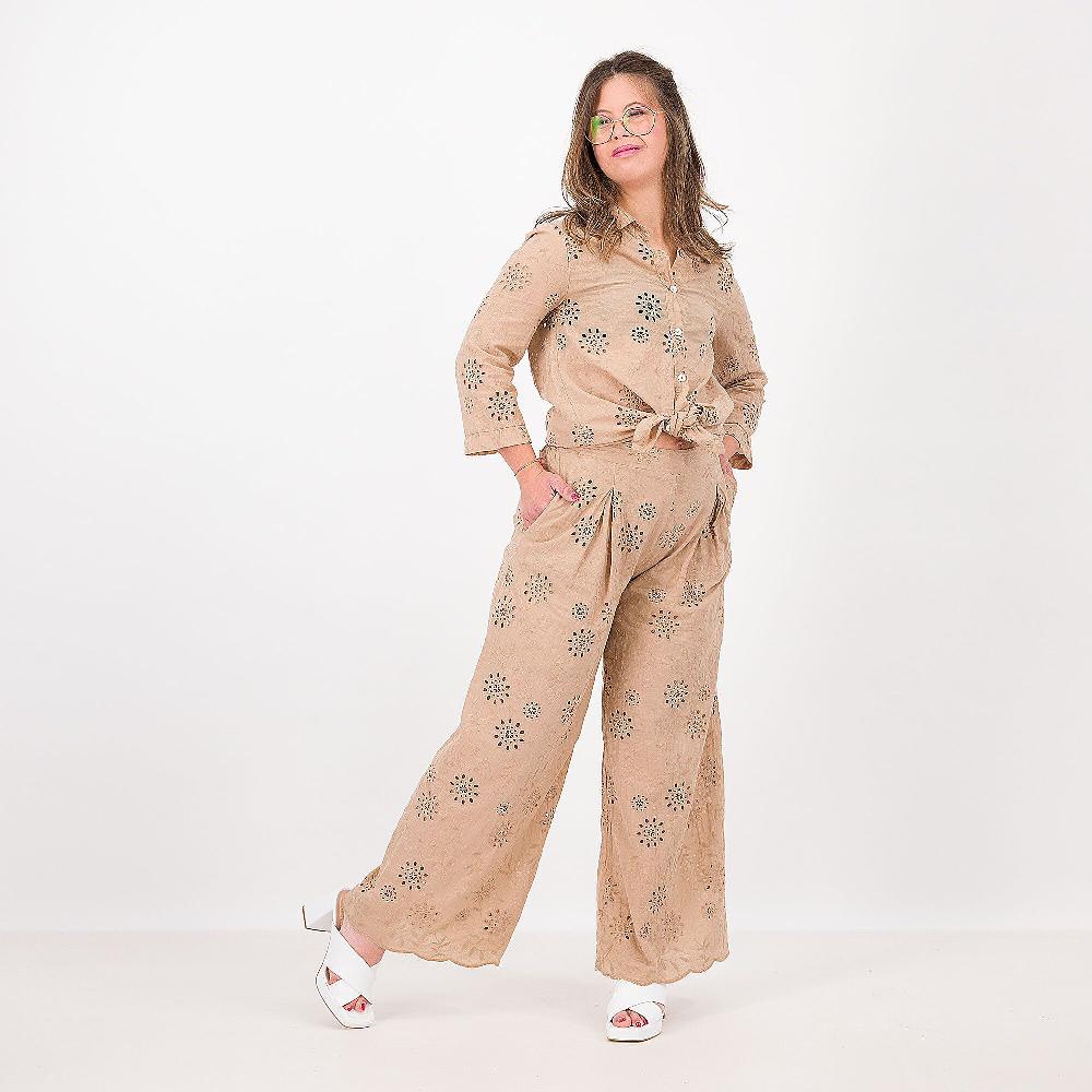 QVC EVA Franco Ciambella Camicia In Sangallo 100% Cotone Smerlo Al Fondo
