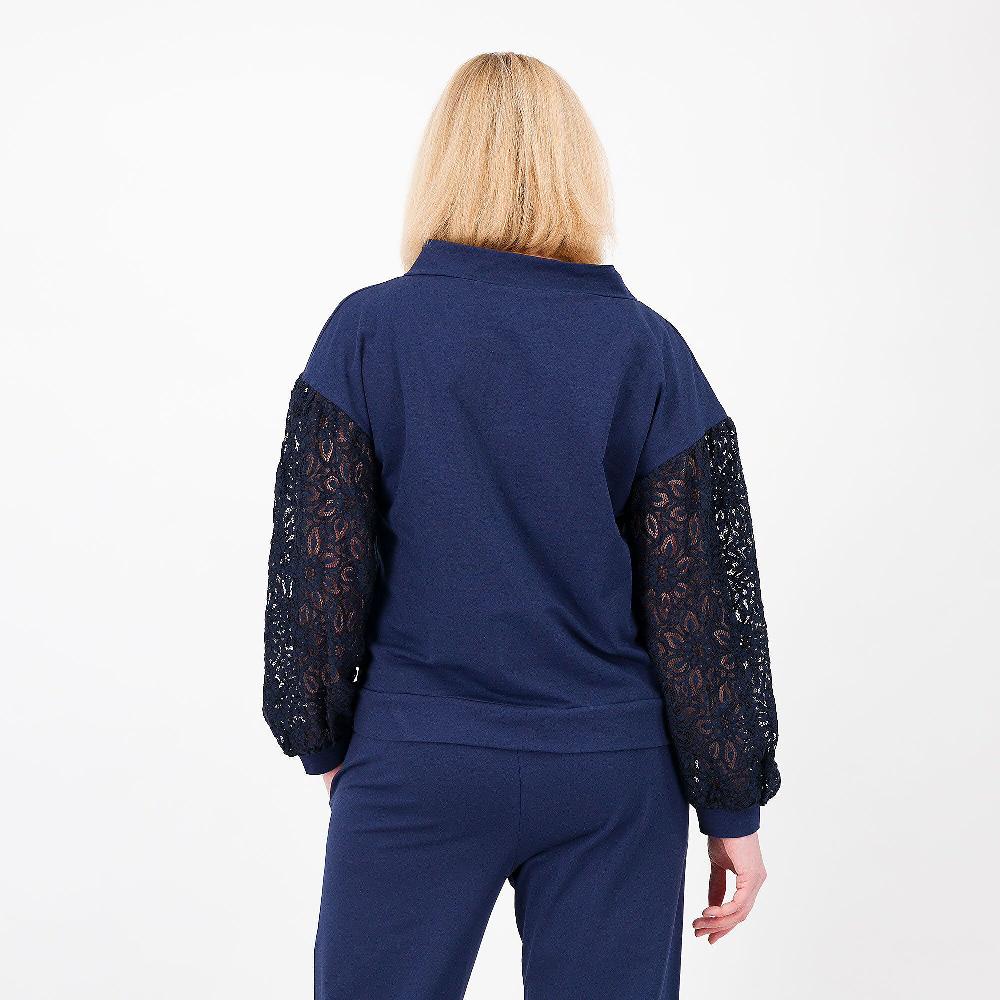 QVC EVA Franco Ciambella Felpa Collo A Cratere Manica Lunga In Pizzo Con Polsino Made In Italy