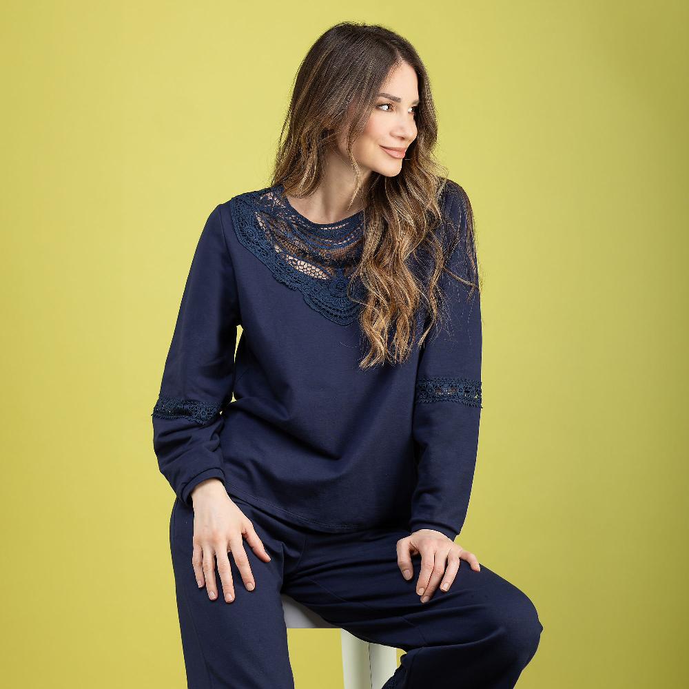 QVC EVA Franco Ciambella Felpa Di Cotone Con Inserti In Pizzo Spacchi Laterali Made In Italy