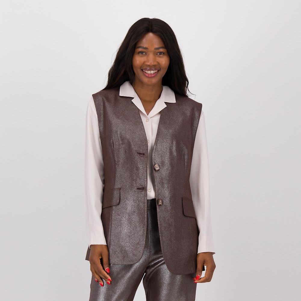 QVC EVA Franco Ciambella Gilet laminato foderato con bottoni