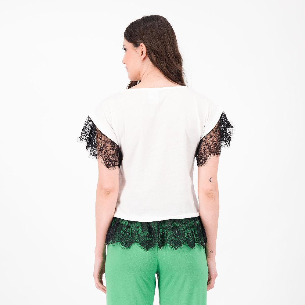 QVC EVA Franco Ciambella Maglia Girocollo In Jersey 100% Cotone Dettagli In Pizzo Made In Italy