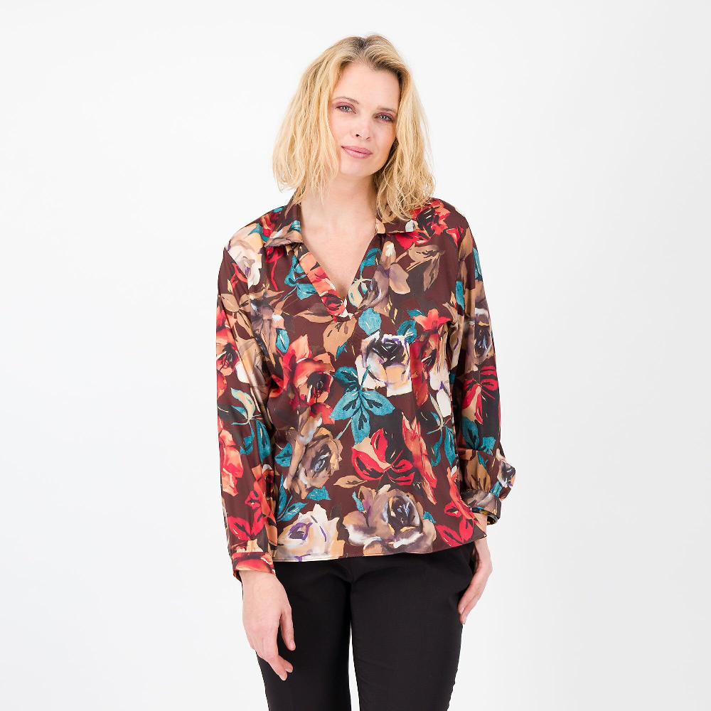 QVC EVA Franco Ciambella Maglia maniche lunghe in raso fantasia