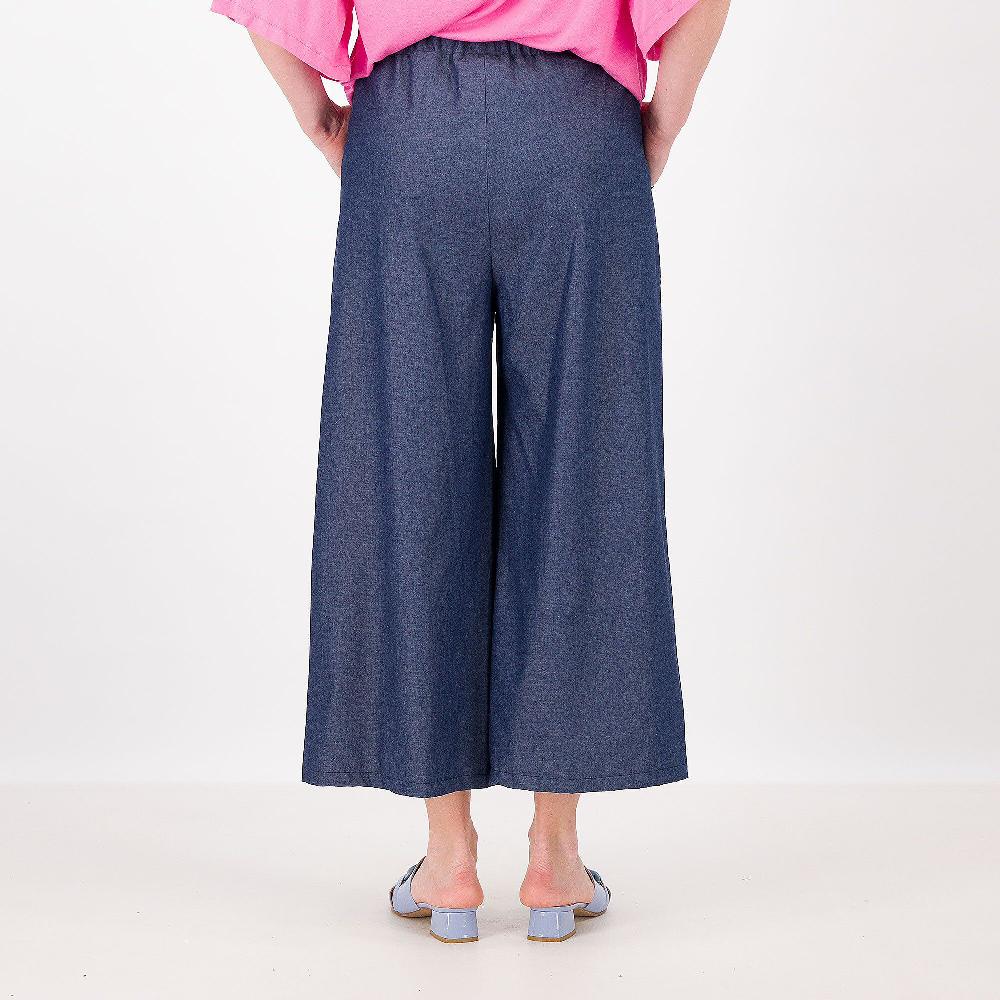 QVC EVA Franco Ciambella Pantaloni Ampi In Chambray Di Cotone