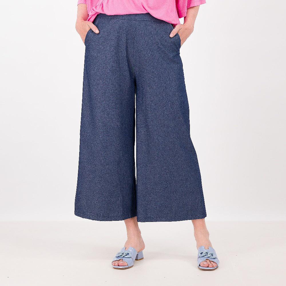 QVC EVA Franco Ciambella Pantaloni ampi in chambray di cotone