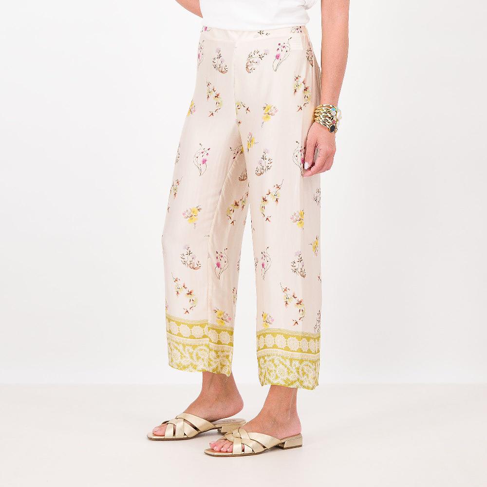 QVC EVA Franco Ciambella Pantaloni cropped fantasia in raso 100% viscosa Made in Italy