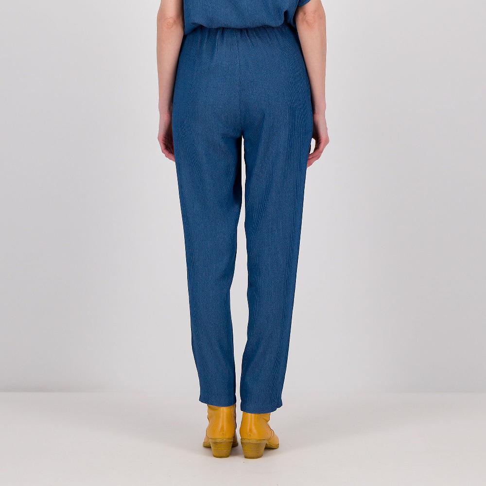 QVC EVA Franco Ciambella Pantaloni In Chambray Di Viscosa Con Elastico In Vita