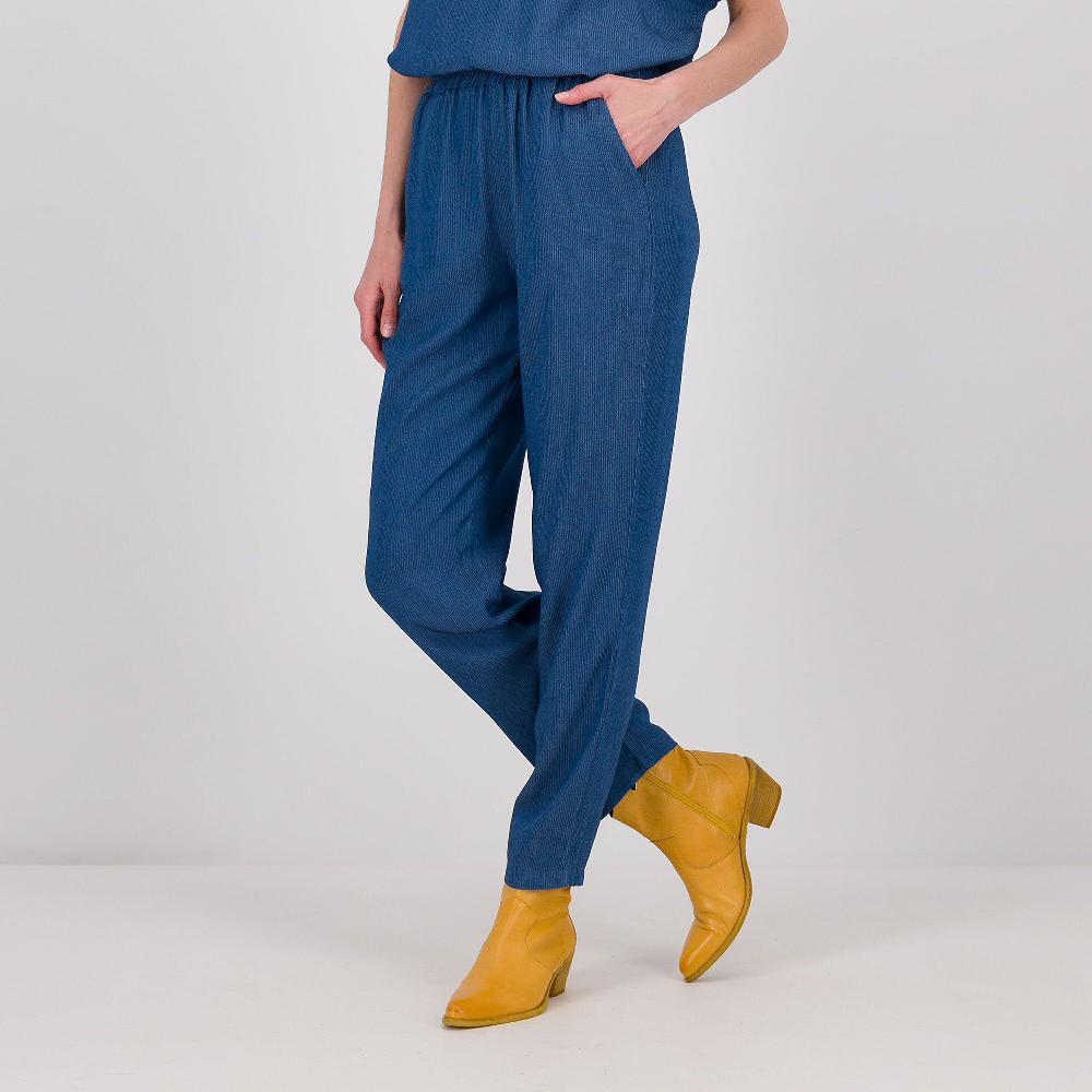 QVC EVA Franco Ciambella Pantaloni in chambray di viscosa con elastico in vita