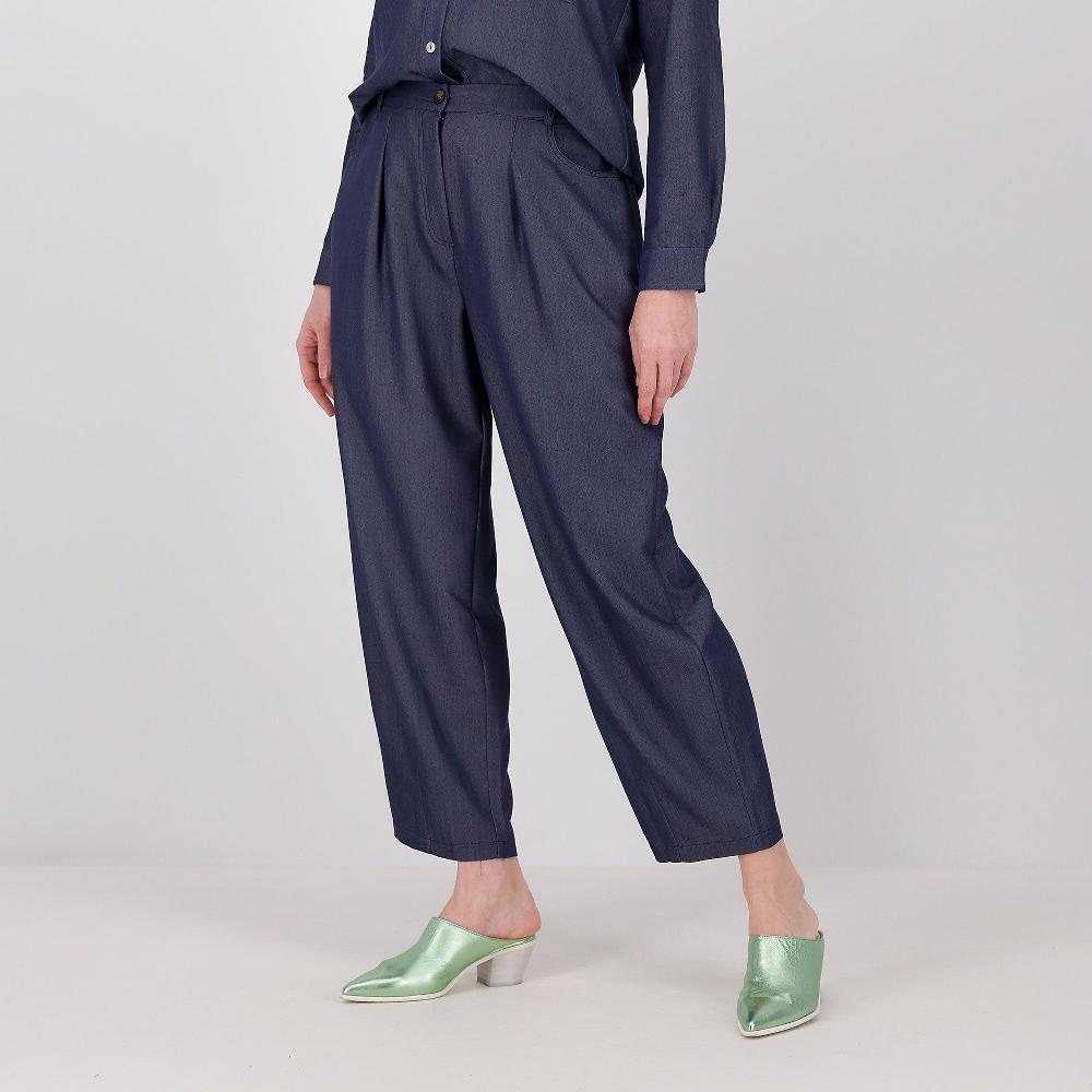 QVC EVA Franco Ciambella Pantaloni in tessuto chambray cangiante