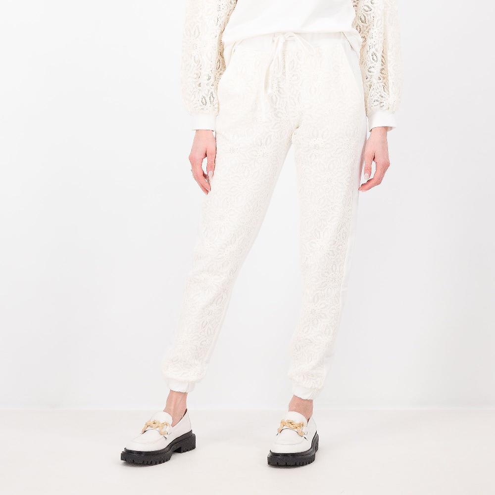 QVC EVA Franco Ciambella Pantaloni jogger in felpa di cotone con pizzo