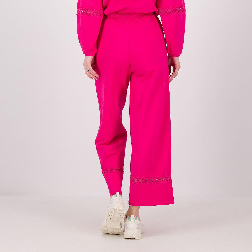 QVC EVA Franco Ciambella Pantaloni Linea Dritta In Felpa Di Cotone Con Pizzo
