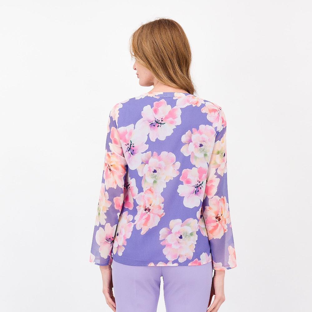 QVC EXTESA Blusa Fantasia In Georgette Con Volants Made In Italy
