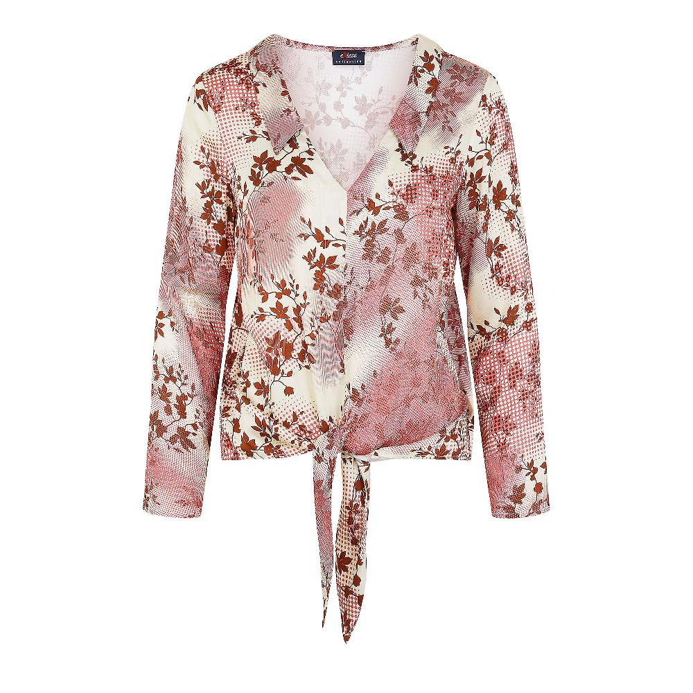 QVC EXTESA Blusa Fantasia In Viscosa Con Nodo Al Fondo