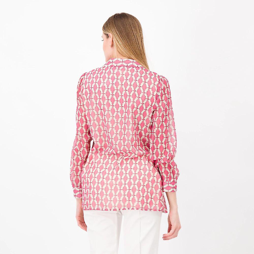 QVC EXTESA Blusa In Georgette Fantasia Collo A Camicia Made In Italy
