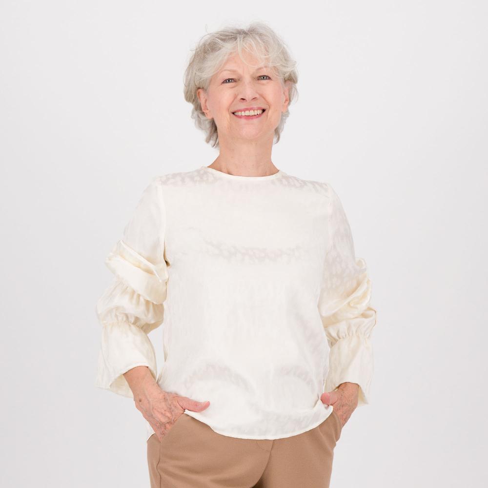 QVC EXTESA Blusa in raso jacquard con sbuffi sulle maniche