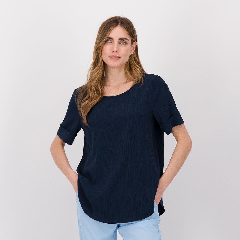 QVC EXTESA Blusa in tessuto froissè a maniche corte