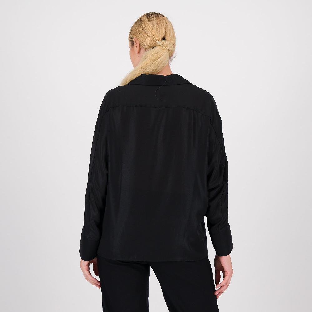QVC EXTESA Blusa In Tessuto Laminato Con Maniche Lunghe A Pipistrello