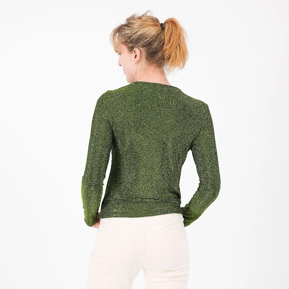 QVC EXTESA Blusa Lamè Drappeggio Allo Scollo Made In Italy