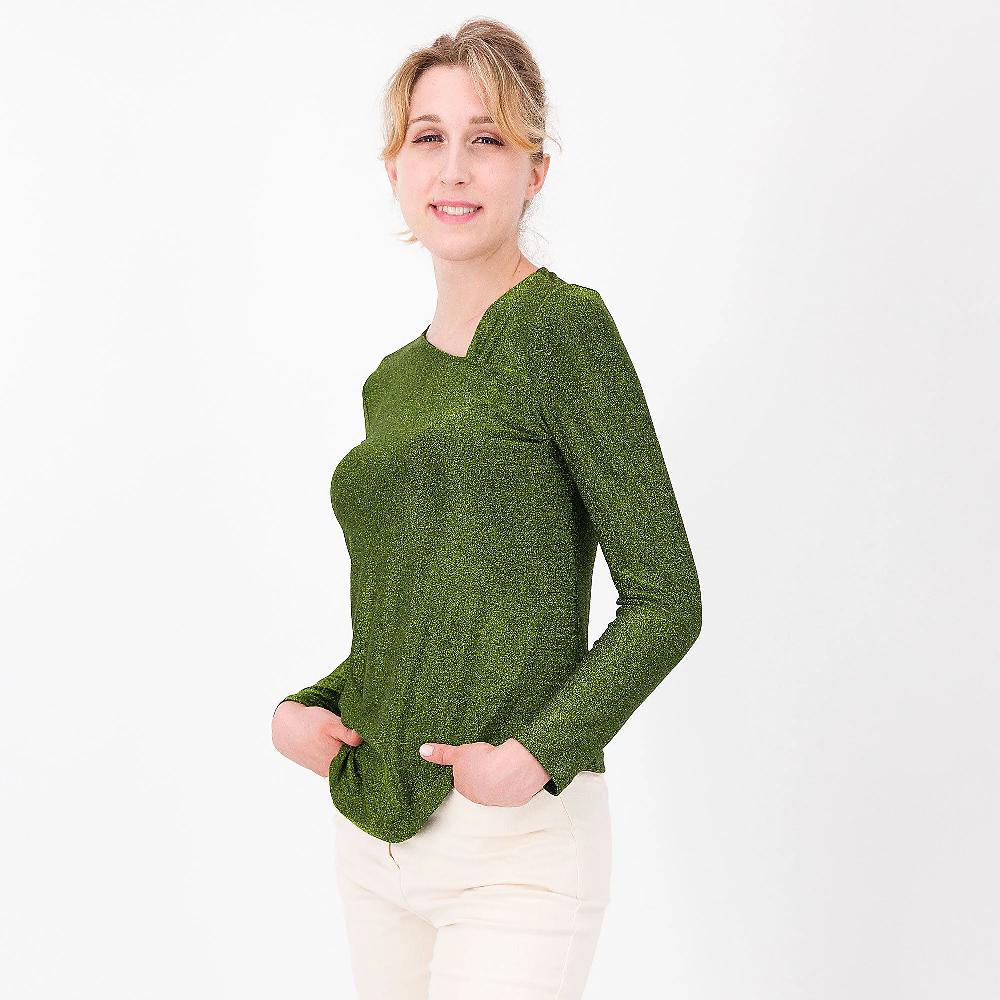 QVC EXTESA Blusa lamè drappeggio allo scollo Made in Italy