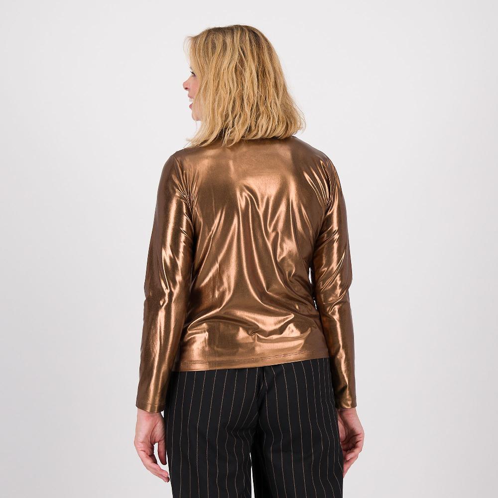 QVC EXTESA Blusa Laminata A Maniche Lunghe Con Scollo Incrociato