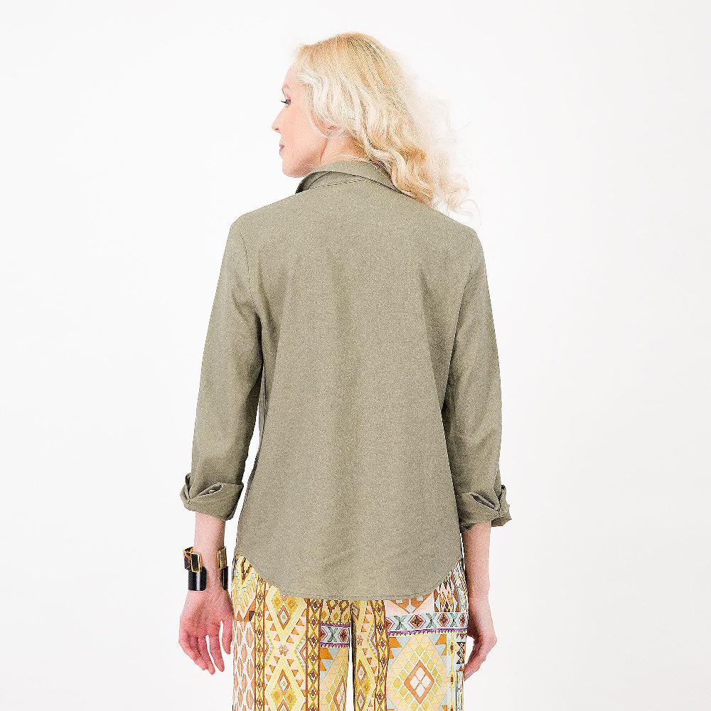 QVC EXTESA Camicia In Lino E Viscosa Con Manica Lunga