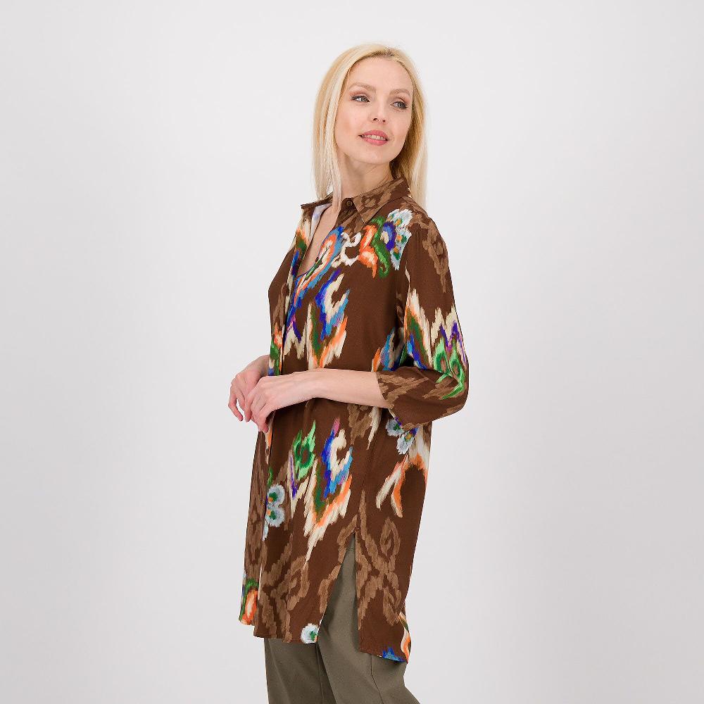 QVC EXTESA Camicia lunga in viscosa fantasia con spacchi