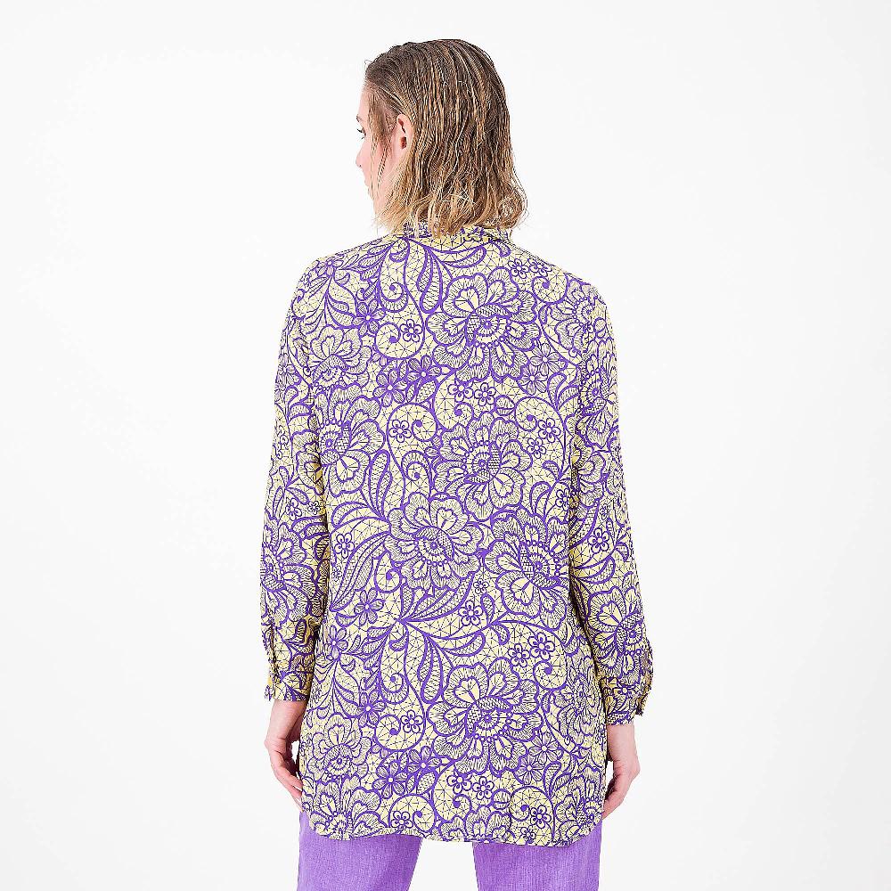 QVC EXTESA Camicione Fantasia 100%twill Di Viscosa Fonso Stondato Made In Italy