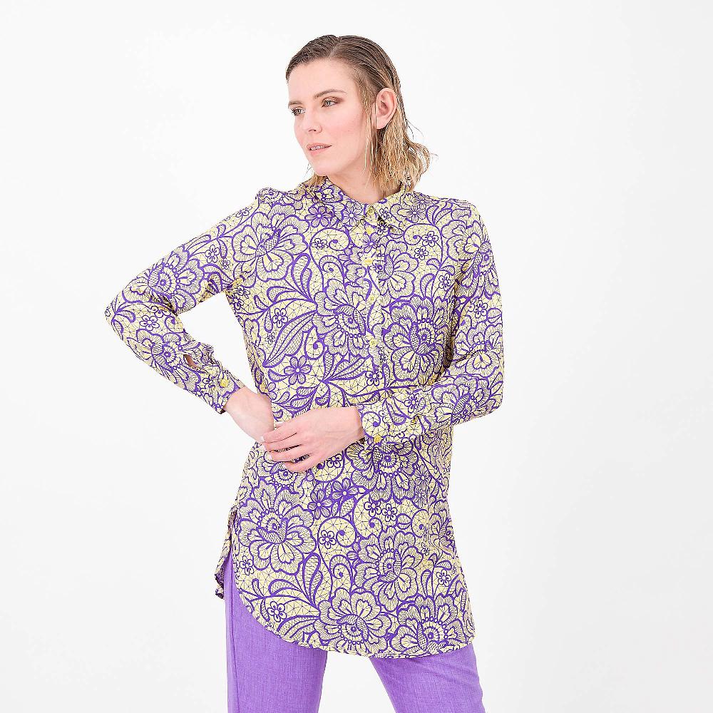QVC EXTESA Camicione fantasia 100%twill di viscosa Fonso stondato Made in Italy