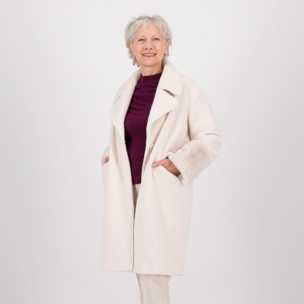 QVC EXTESA Cappotto rever ampi con dettagli in pelo sintetico