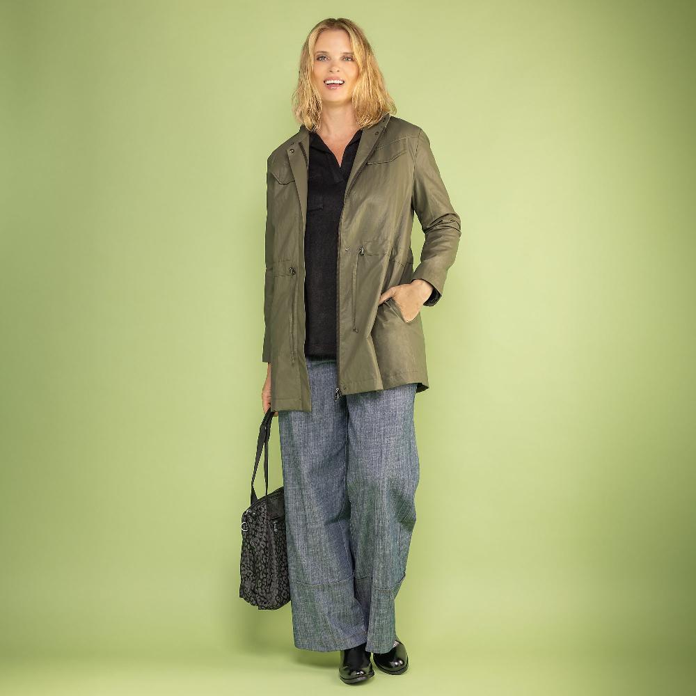 QVC Extesa Giacca In Tessuto Spalmato Con Coulisse E Chiusura Zip