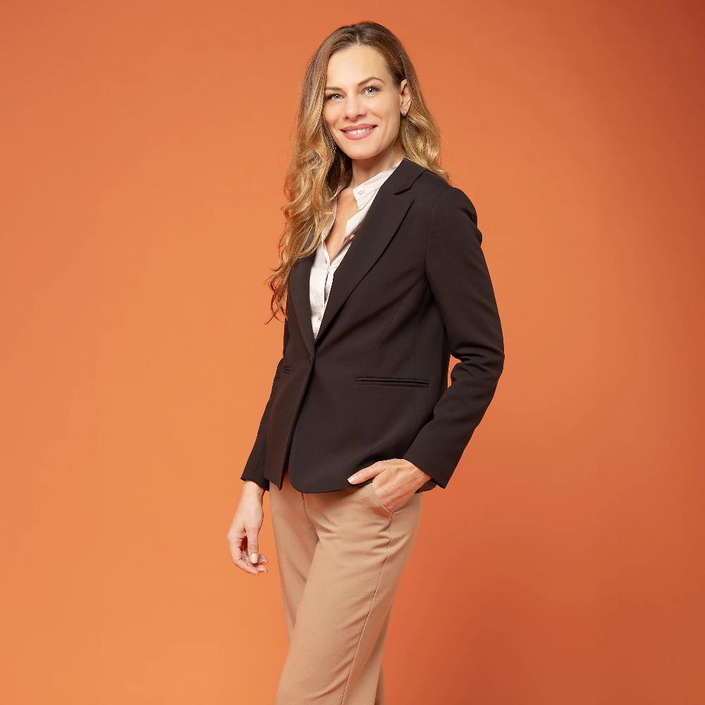 QVC Extesa Giacca In Twill Con Viscosa Tasche A Filetto Linea Sciancrata