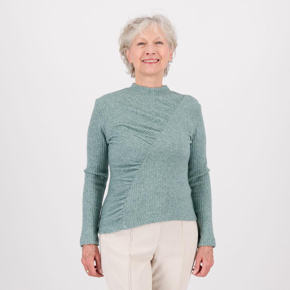 QVC EXTESA Maglia a coste con collo a lupetto e taglio obliquo