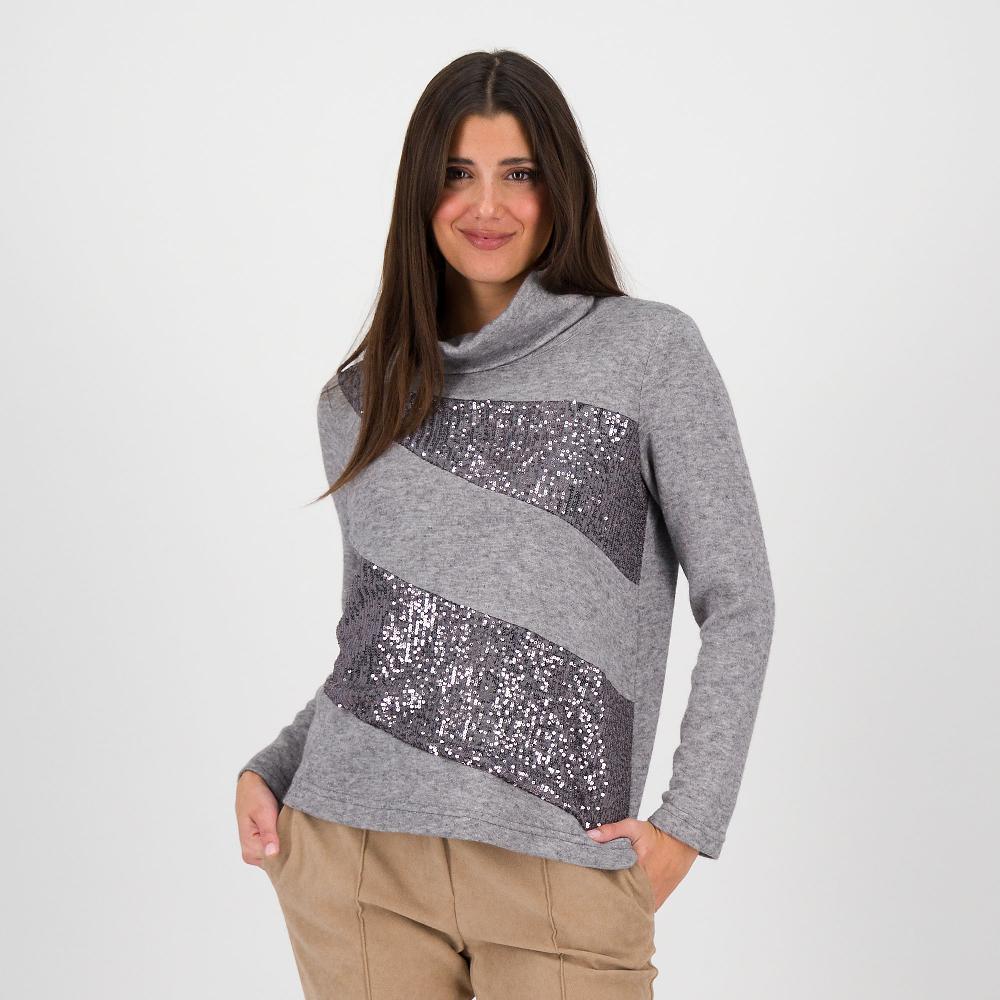 QVC EXTESA Maglia con paillettes scollo a ciambella