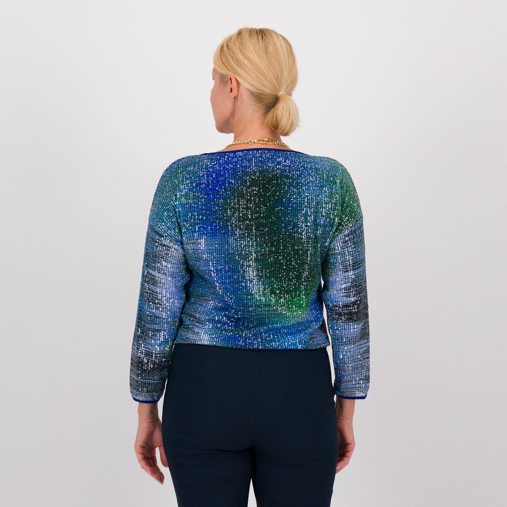 QVC EXTESA Maglia In Paillettes Con Scollo A Barca E Maniche Lunghe