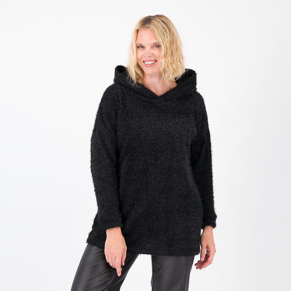 QVC EXTESA Maglia Lunga In Tessuto Bouclé Lamé Con Cappuccio