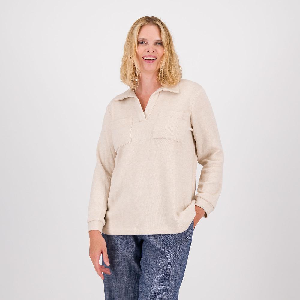 QVC EXTESA Maglia maniche lunghe con collo a polo effetto cashmere