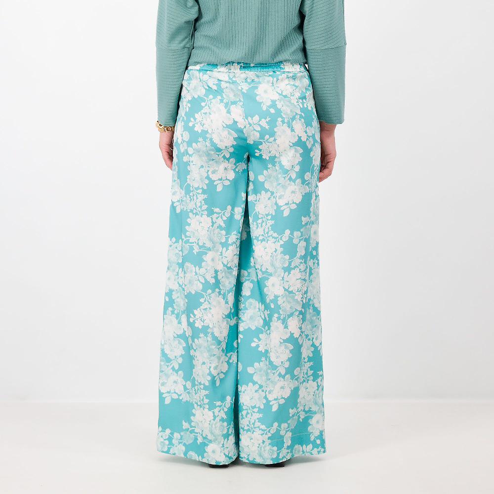 QVC EXTESA Pantaloni Ampi In Raso Fantasia Vita Elasticata Made In Italy