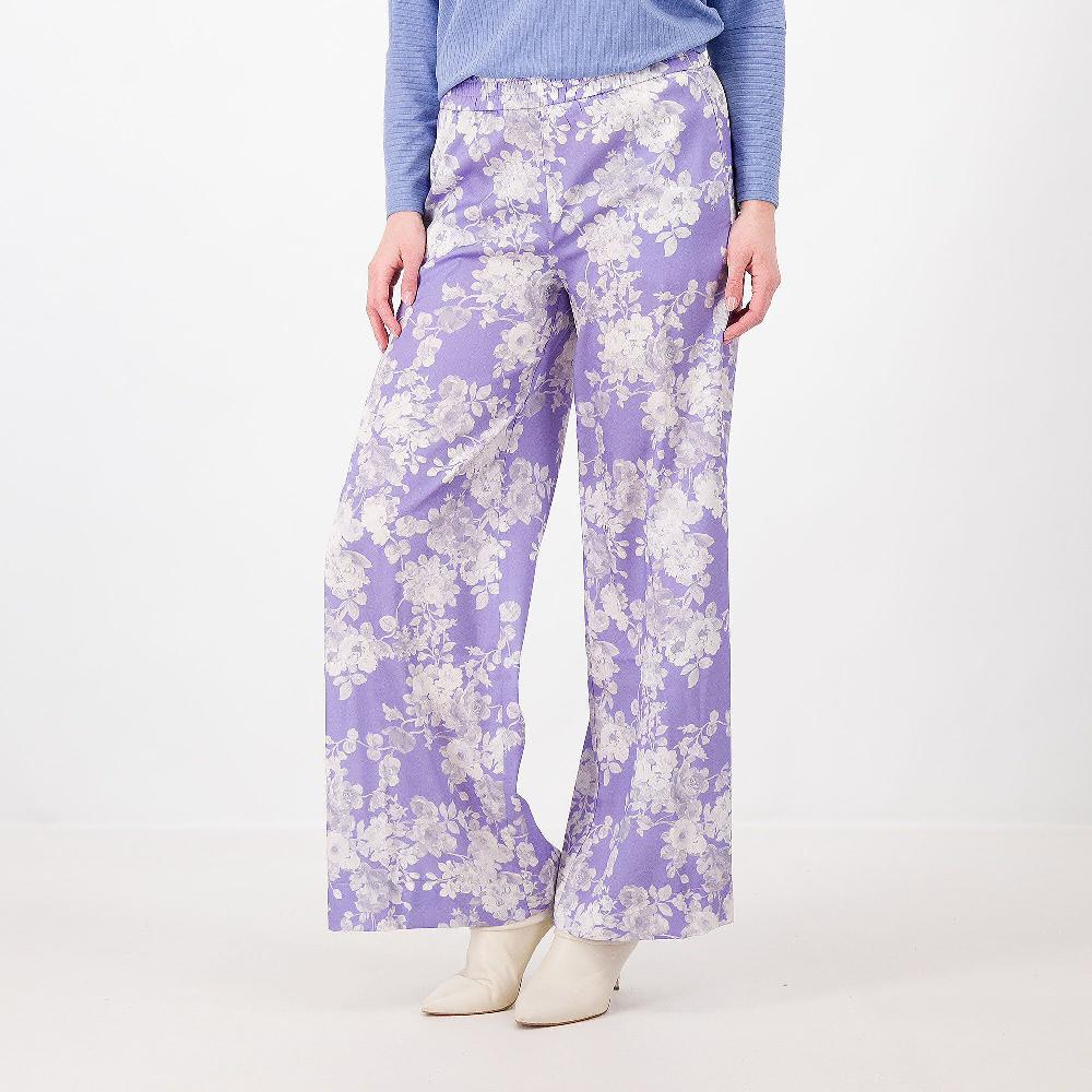 QVC EXTESA Pantaloni ampi in raso fantasia vita elasticata Made in Italy
