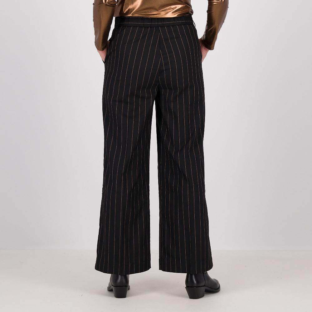 QVC EXTESA Pantaloni Ampi In Tessuto Gessato Con Vita Elasticata