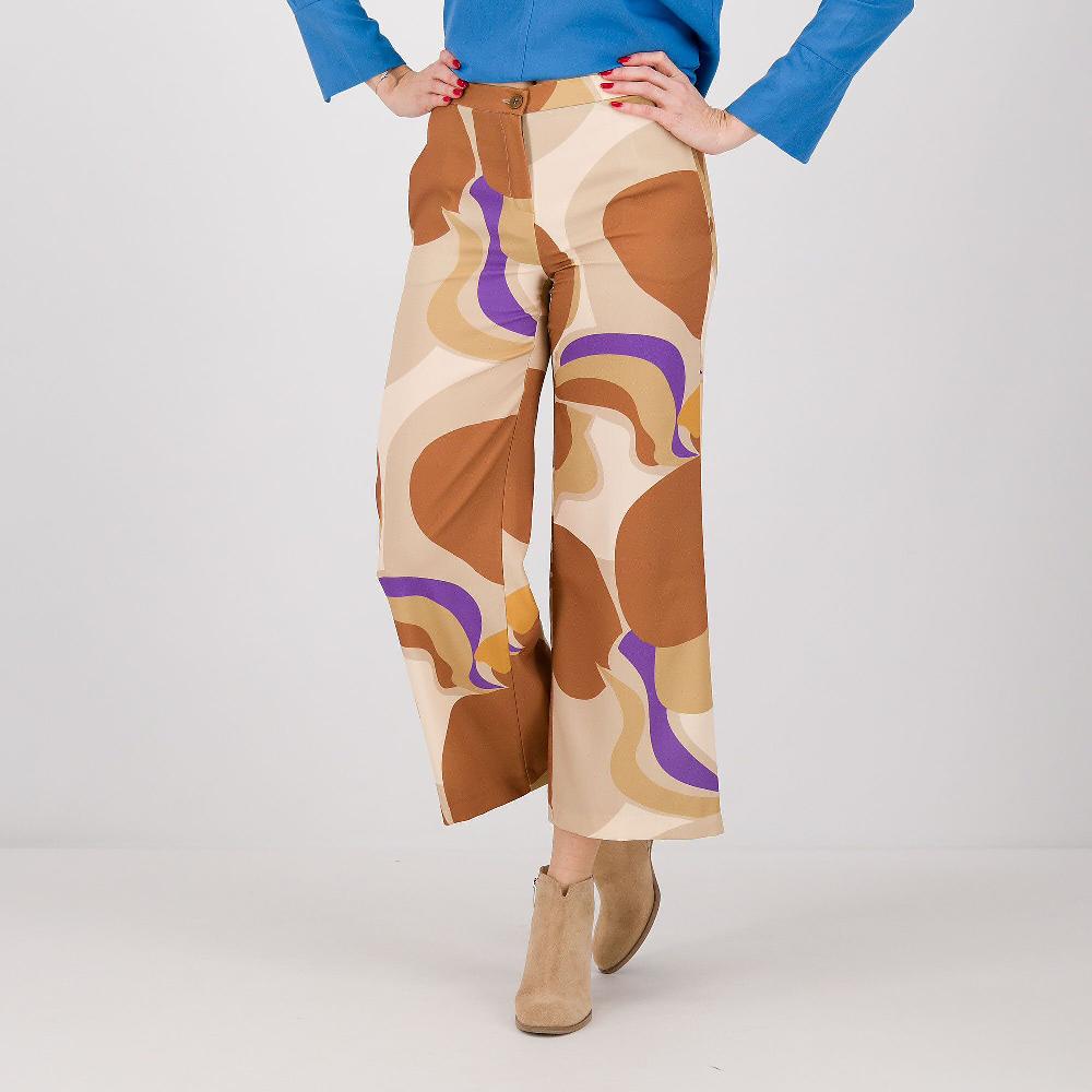 QVC EXTESA Pantaloni cropped fantasia in tessuto fluido