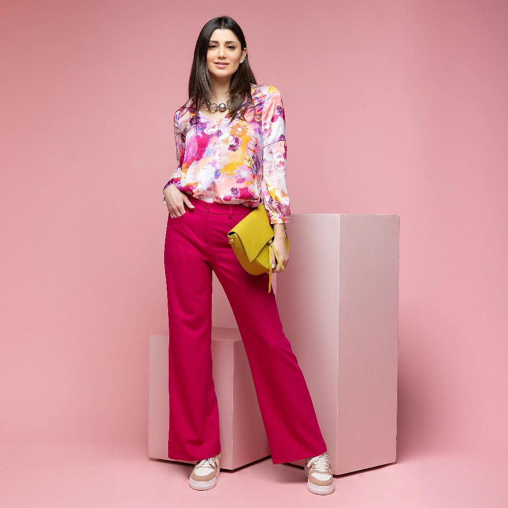 QVC EXTESA Pantaloni Linea Ampia Tessuto Crêpe Stretch Tasche Modello Jeans Made In Italy