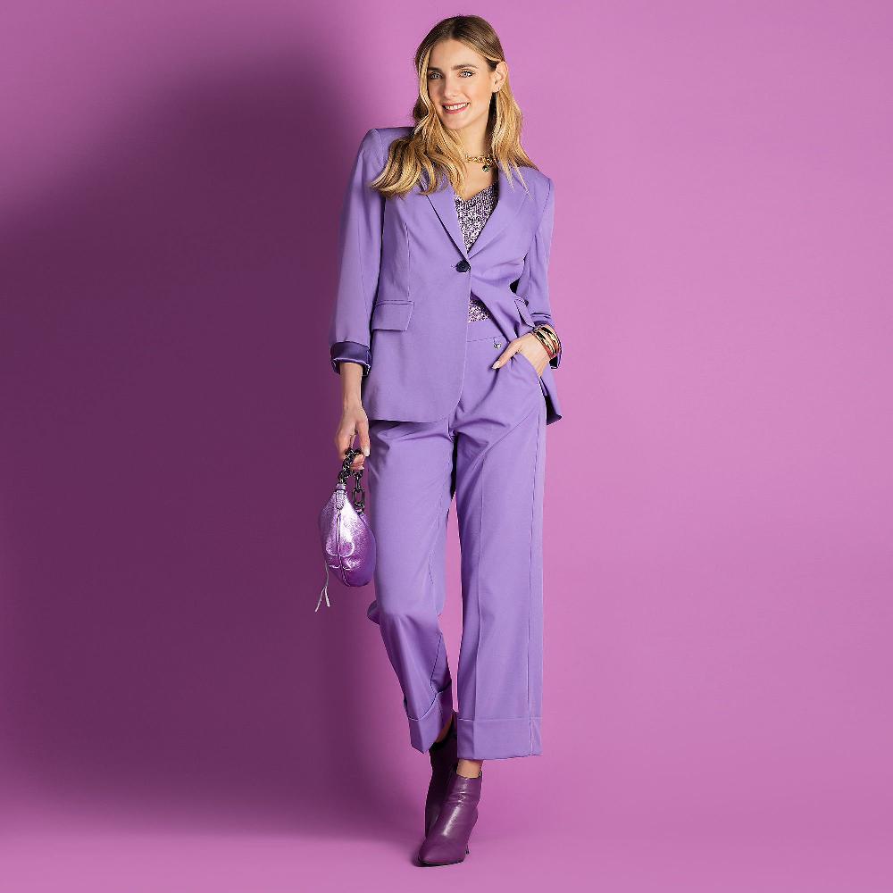 QVC EXTESA Pantaloni Regular e Petite in cady crépe con risvolto