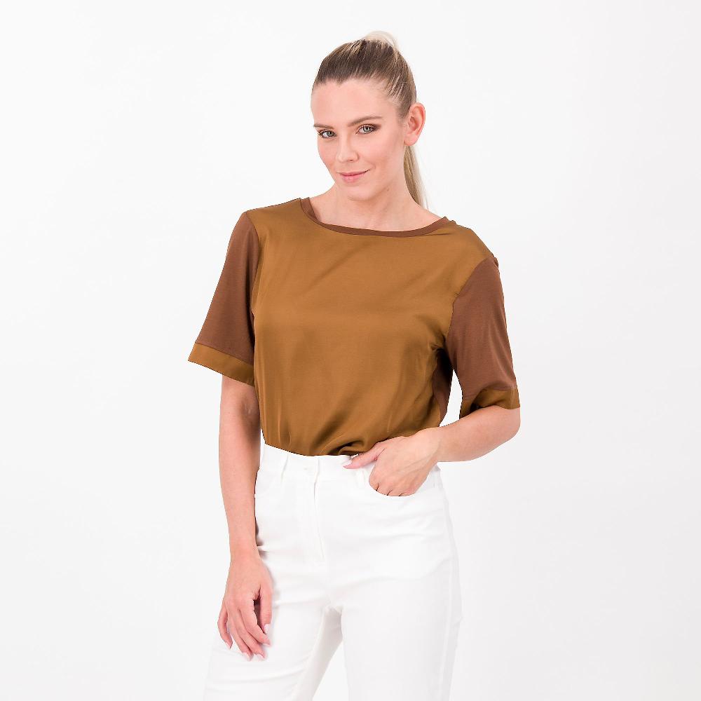 QVC EXTESA T-shirt mezza manica in raso di viscosa e jersey