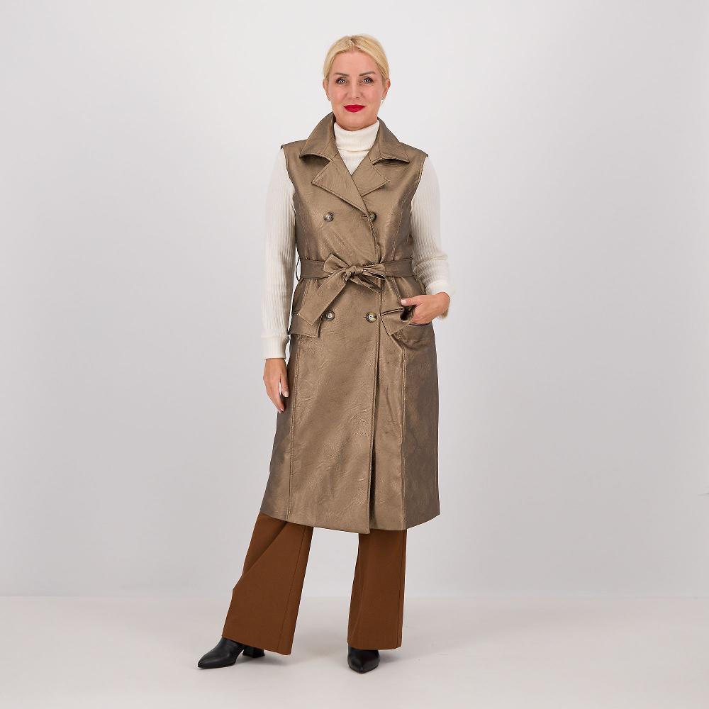 QVC EXTESA Trench smanicato a doppio petto in tessuto spalmato