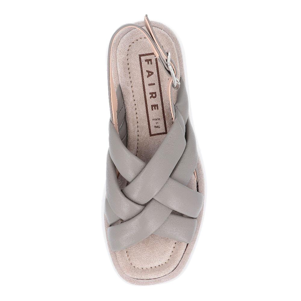 QVC FAIRE Sandali In Pelle Con Fasce Incrociate Zeppa 5 Cm