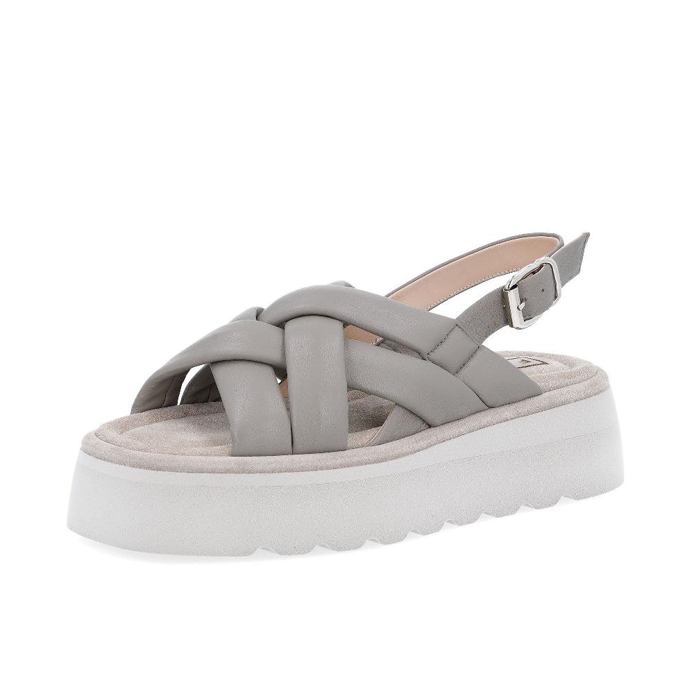 QVC FAIRE Sandali in pelle con fasce incrociate zeppa 5 cm