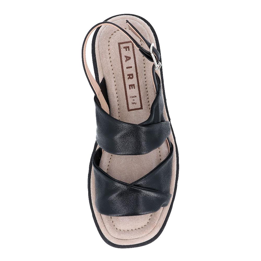 QVC FAIRE Sandalo In Pelle Con Fasce E Zeppa 2 5 Cm