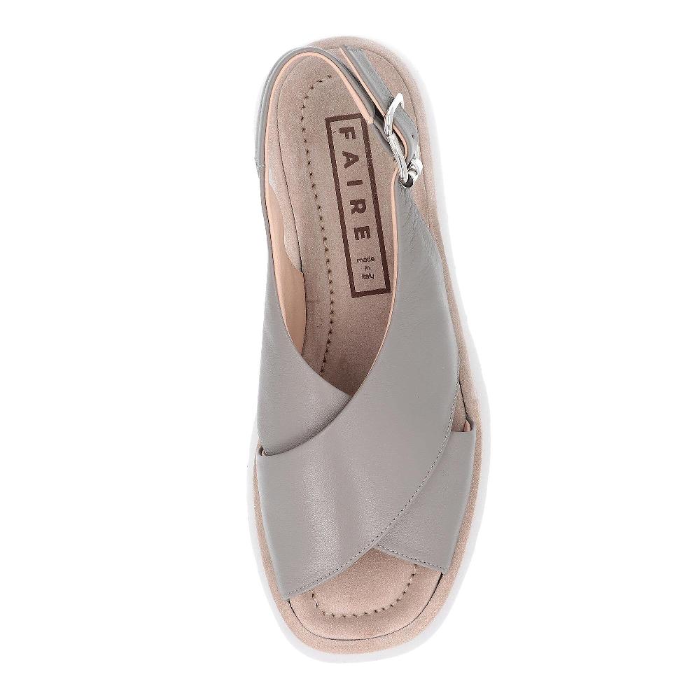 QVC FAIRE Sandalo In Pelle Fasce Incrociate Zeppa 2 5 Cm