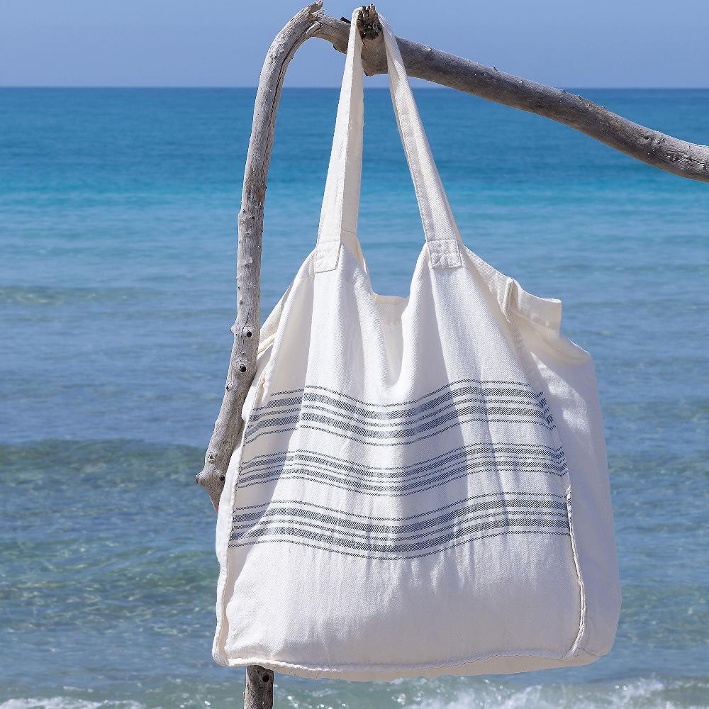 QVC Ferò Borsa mare Marea in lino e cotone tinto filo 50x50cm